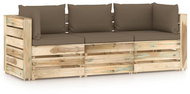 3místná zahradní pohovka s poduškami zeleně impregnované dřevo, 3074563 - Zahradní pohovka