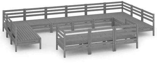 13dílná zahradní sedací souprava šedá masivní borovice , 3083506 - Zahradní nábytek - Main image