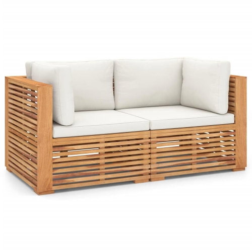 Zahradní 2místná pohovka s poduškami masivní teak , 3087070 - Zahradní pohovka - Main image
