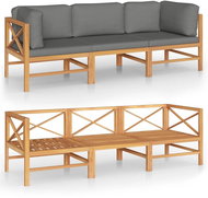 3místná zahradní pohovka s šedými poduškami masivní teak , 3087209 - Zahradní pohovka
