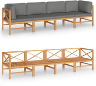 4místná zahradní pohovka s šedými poduškami masivní teak , 3087211 - Zahradní pohovka