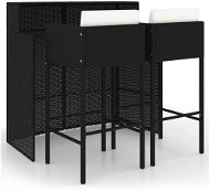 3dílný zahradní barový set s poduškami polyratan černý, 3094807 - Zahradní nábytek