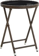 Čajový stolík hnedý 60 cm polyratan a tvrdené sklo, 310560 - Záhradný stôl