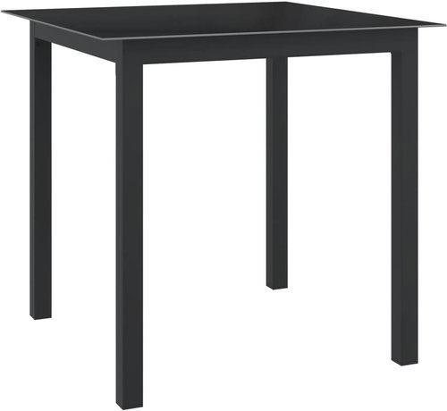 Zahradní stůl černý 80 × 80 × 74 cm hliník a sklo, 312200 - Zahradní stůl - Main image