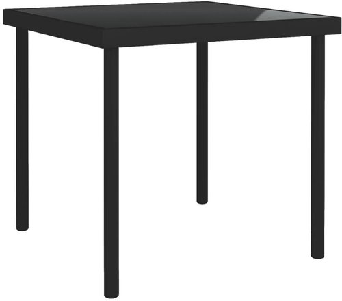 Zahradní jídelní stůl černý 80 × 80 × 72 cm sklo a ocel, 313098 - Zahradní stůl - Main image