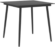 Záhradný jedálenský stôl čierny 80 × 80 × 74 cm oceľ a sklo, 313114 - Záhradný stôl