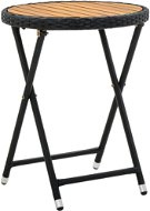 Čajový stolík čierny 60 cm polyratan a masívna akácia, 316509 - Záhradný stôl
