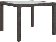 Záhradný stôl Záhradný stôl 90 × 90 × 75 cm tvrdené sklo a polyratan hnedý, 316697 - Zahradní stůl