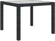 Záhradný stôl 90 × 90 × 75 cm tvrdené sklo a polyratan čierny, 316698 - Záhradný stôl
