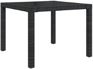 Zahradní stůl 90 × 90 × 75 cm tvrzené sklo a polyratan černý , 316699 - Zahradní stůl
