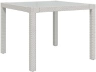 Záhradný stôl 90 × 90 × 75 cm tvrdené sklo a polyratan biely, 316702 - Záhradný stôl