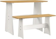 Jedálenský stôl s lavicou medovo hnedý a biely masívne borovicové drevo, 327253 - Záhradný stôl