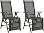 Polohovací zahradní židle 2 ks textilen a hliník černé, 312195 - Zahradní židle