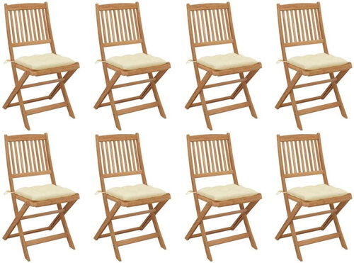 Skládací venkovní židle s poduškami 8 ks masivní akáciové dřevo, 3075130 - Zahradní židle - Main image