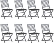 Skládací zahradní židle s poduškami 8 ks masivní akácie, 3078305 - Záhradná stolička