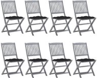 Skládací zahradní židle s poduškami 8 ks masivní akácie, 3078312 - Záhradná stolička