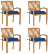 Stohovací zahradní židle s poduškami 4 ks masivní teak, 3073265 - Záhradná stolička