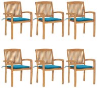Stohovatelné zahradní židle s poduškami 6 ks masivní teak, 3073229 - Zahradní židle