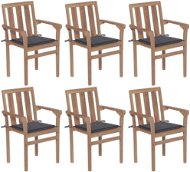 Stohovatelné zahradní židle s poduškami 6 ks masivní teak, 3073406 - Záhradná stolička