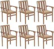 Stohovatelné zahradní židle s poduškami 6 ks masivní teak, 3073409 - Zahradní židle