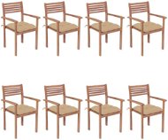 Stohovatelné zahradní židle s poduškami 8 ks masivní teak, 3072618 - Zahradní židle
