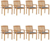 Stohovatelné zahradní židle s poduškami 8 ks masivní teak, 3073241 - Zahradní židle