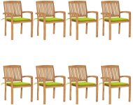 Stohovatelné zahradní židle s poduškami 8 ks masivní teak, 3073251 - Záhradná stolička