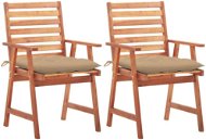 Záhradná jedálenská stolička 2 ks s poduškami masívne akáciové drevo, 3064338 - Záhradná stolička