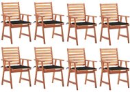 Zahradní jídelní židle 8 ks s poduškami masivní akáciové dřevo, 3078381 - Zahradní židle
