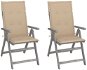 Záhradná polohovacia stolička s poduškami 2 ks masívna akácia, 3064701 - Záhradná stolička