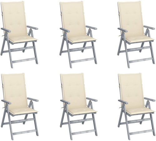 Zahradní polohovací židle s poduškami 6 ks masivní akácie, 3065319 - Zahradní židle - Main image