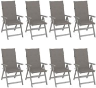 Zahradní polohovací židle s poduškami 8 ks šedé akáciové dřevo, 3075142 - Záhradná stolička