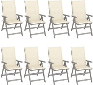 Zahradní polohovací židle s poduškami 8 ks šedé akáciové dřevo, 3075143 - Záhradná stolička