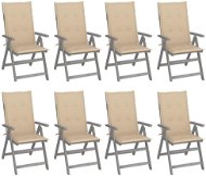 Zahradní polohovací židle s poduškami 8 ks šedé akáciové dřevo, 3075144 - Zahradní židle