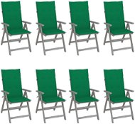Zahradní polohovací židle s poduškami 8 ks šedé akáciové dřevo, 3075146 - Záhradná stolička