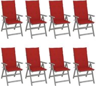 Zahradní polohovací židle s poduškami 8 ks šedé akáciové dřevo, 3075147 - Záhradná stolička