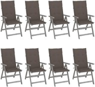 Zahradní polohovací židle s poduškami 8 ks šedé akáciové dřevo, 3075149 - Záhradná stolička