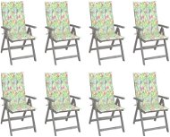 Zahradní polohovací židle s poduškami 8 ks šedé akáciové dřevo, 3075153 - Záhradná stolička