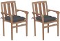 Záhradná stolička 2 ks antracitové podušky masívne tíkové drevo, 3062223 - Záhradná stolička