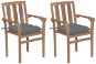 Záhradná stolička 2 ks sivé podušky masívne tíkové drevo, 3062224 - Záhradná stolička