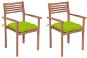 Záhradná stolička 2 ks jasno zelené podušky masívny tík, 3062288 - Záhradná stolička