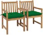 Záhradná stolička 2 ks zelené podušky masívny tík, 3062750 - Záhradná stolička