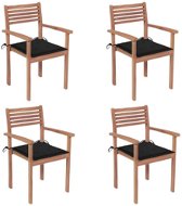 Zahradní židle 4 ks černé podušky masivní teak, 3062296 - Záhradná stolička