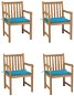 Zahradní židle 4 ks modré podušky masivní teak, 3073008 - Záhradná stolička