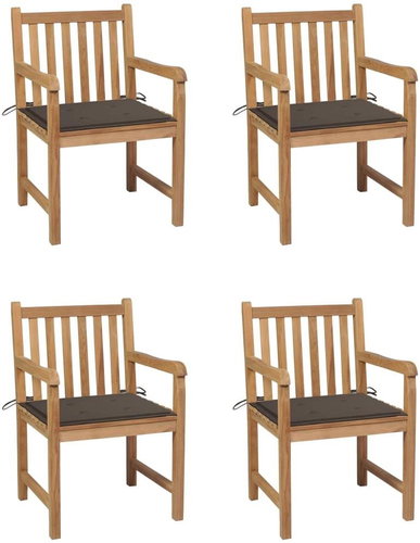 Zahradní židle 4 ks taupe podušky masivní teak, 3073012 - Zahradní židle - Main image