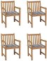 Zahradní židle 4 ks šedé kárované podušky masivní teak, 3073018 - Zahradní židle
