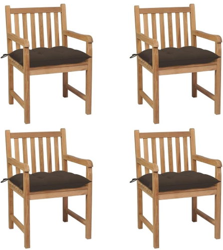 Zahradní židle 4 ks taupe podušky masivní teak, 3073027 - Zahradní židle - Main image