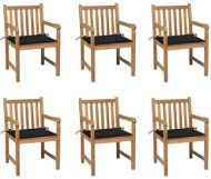 Zahradní židle 6 ks černé podušky masivní teak, 3073038 - Záhradná stolička