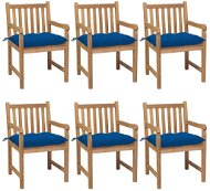 Zahradní židle 6 ks s modrými poduškami masivní teak, 3073056 - Záhradná stolička