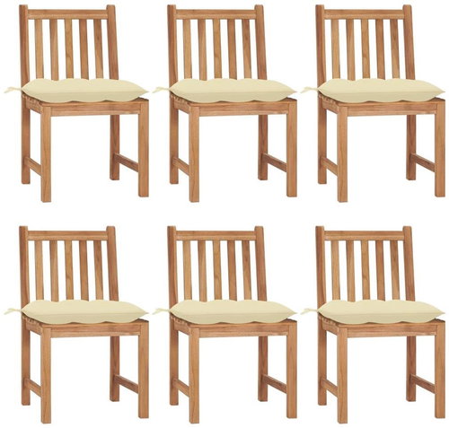 Zahradní židle 6 ks s poduškami masivní teak, 3073132 - Zahradní židle - Main image